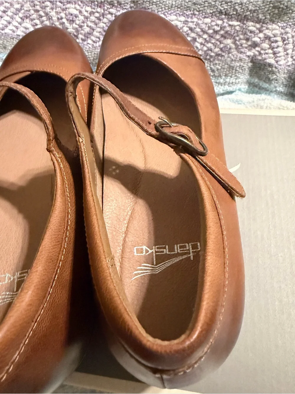 Comfortable Brown Mary Jane Flats with velcro closure